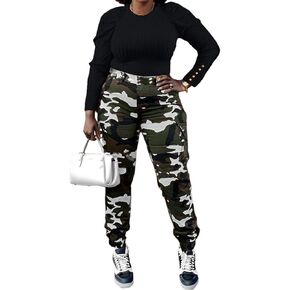 Women's Casual Cargo Camouflage Camo Pants with Pocket in Saudi Arabia