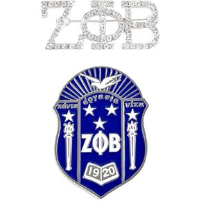 Zeta Phi Beta Sorority Paraphernalia - Official Vendor - Set of 2 Lapel Pins - Enamel and Rhinestone