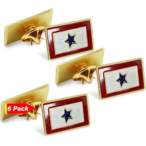 6/12/50/100 Patriotic Blue Star Service Flag Lapel Pin 1" Metal Enamel-Military Family Veterans Day Proud Badge Travel Souvenir Gifts…