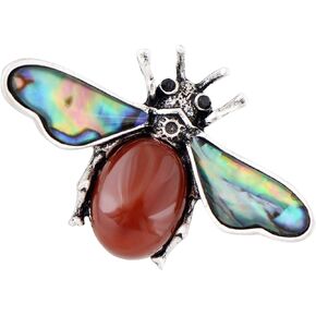 Alilang Antique Silvery Tone Abalone Shell Stone Honey Bee Insect Brooch Lapel Pins Pendant Animal Jewelry in Kuwait