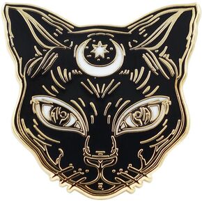 REAL SIC Black Cat Enamel Pin - Witch's Black Cat Pin - Premium Halloween/Occult/Witch/Tarot/Alchemy Cat Accessory for Jackets, Backpacks, Hats & Tops