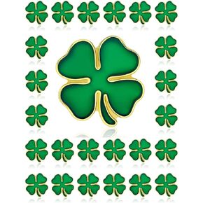 Tichso 25/50/100/200/300 pieces Metal enamel green small St. Patrick's Day Lapel pin four leaf clover pin Brooch pins for women men Clothes backpack hat Irish holiday souvenir gift Four leaf clover pin badge bulk