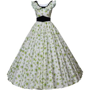 LoliMiss Gone with the Wind Scarlett Cosplay Costume Cute Green Floral Southern Dress Gown