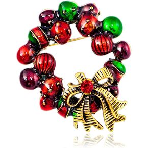 Christmas Pins Christmas Brooches for Women Christmas Pins Bulk Christmas Tree Pin for Christmas Stocking Stuffers Rhinestone Wreath Jingle Bell Reindeer Candy Cane Brooch Pin Christmas Jewelry Gifts