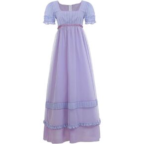 Nuoqi Regency Dresses for Women Tea Party Purple Regency Era Dress Costume