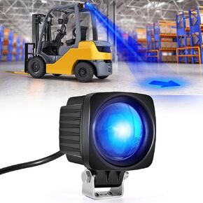 Upgraded Blue LED Forklift Safety Warning Light with Arrow Sign,10W LED,12-100V DC, Durable, Waterproof Pedestrian Warning Spotlight, Adjustable Mount for Enhanced Safety and Visibility