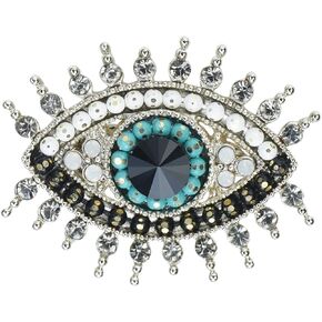 Retro Evil Eye Brooch Fashion Unique Crystal Pearl Abstract Eyes Brooches Pin Badge for Women Bridal Jewelry Gift
