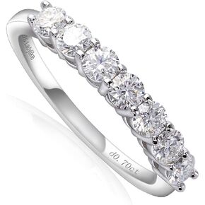 Ladylike Moissanite Wedding Band for Women 925 Sterling Silver Wedding Rings 0.7ct D Color VVS1 Lab Created Half Eternity Stackable Anniversary Rings for Her