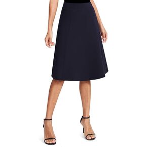 EXCHIC Women's Elastic High Waist Midi Skirt Flared Office Knee Length Stretchy Skirts