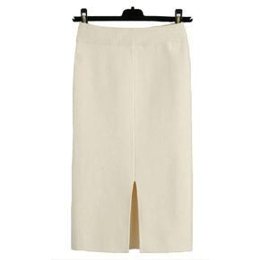 Women's Stretchy Knit Skirt Bodycon Skirts with Elastic High Waist Band and Slit