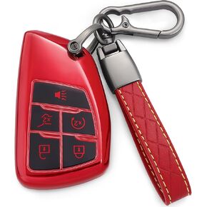 for Chevy Key Fob Cover with Keychain TPU Key Case Shell 360 Degree Protection fit for 2021-2024 Chevrolet Suburban Tahoe GMC Yukon Denali Sierra Silverado Buick Envision Smart Key(A Gray)