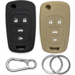 2-Pack Soft-Touch Silicone Key Fob Covers for Chevrolet Aveo Cruze Sonic Trax Equinox/Buick Encore Lacrosse Regal 4-Button by Click&Fit Car Remote Shell Case Protectors