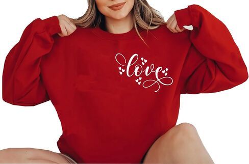 LLHXRUI Valentine's Day Sweatshirt for Women Cute Love Heart Shirts Casual Long Sleeve Valentine Tshirt Clothes Tops in Saudi Arabia