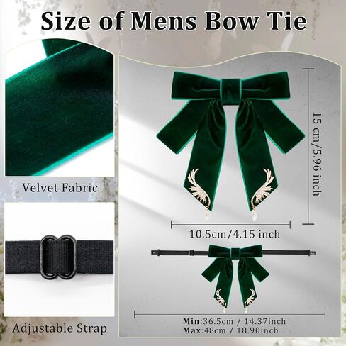 Womens Bow Tie, Black Velvet Bow Tie for Women Mens, Pre-tied Adjustable Clip on Brooch for Shirt Prom Uniform School in Kuwait