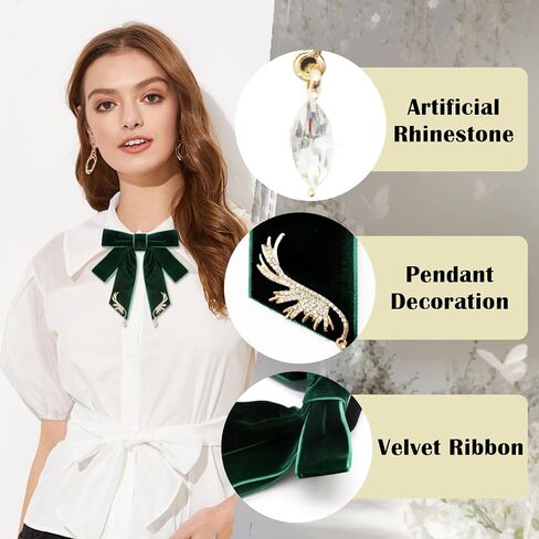 Womens Bow Tie, Black Velvet Bow Tie for Women Mens, Pre-tied Adjustable Clip on Brooch for Shirt Prom Uniform School in Kuwait