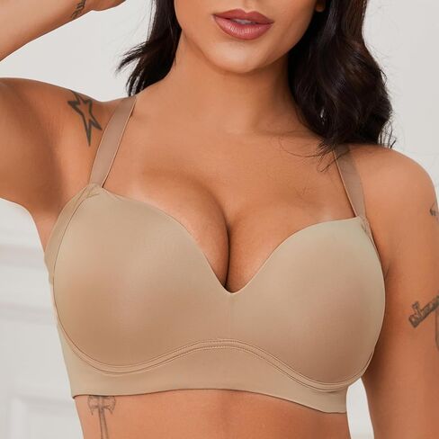 SEA BBOT Women Wireless Push Up Bra Side Smoothing T-Shirt Bra Add One Cup in Kuwait