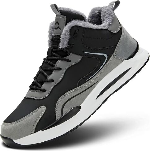 Kvovzo Mens Snow Winter Shoes Fur Lined Warm Sneakers Lightweight Comfortable Outdoor Boots Sole Soft in Saudi Arabia