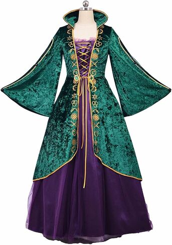 LoliMiss Winifred Sanderson Cosplay Costume Velvet Dress Halloween Witch Outfit in Saudi Arabia