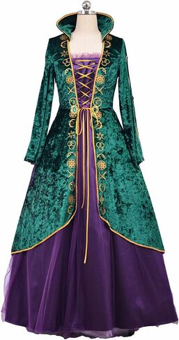 LoliMiss Winifred Sanderson Cosplay Costume Velvet Dress Halloween Witch Outfit in Saudi Arabia
