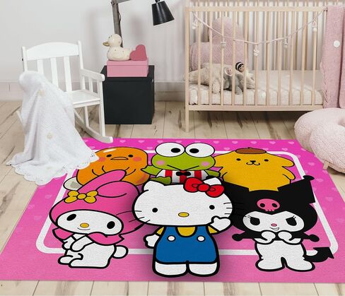 Kawaii القط منطقة البساط الكرتون أنيمي السجاد لطيف القط أرنب الضفدع الحيوان البساط الحديثة الجمالية الكرتون الحصير الكلمة لغرفة الأطفال غرفة المعيشة غرفة نوم مدخل ديكور المنزل حصيرة 2 '× 3' in Kuwait