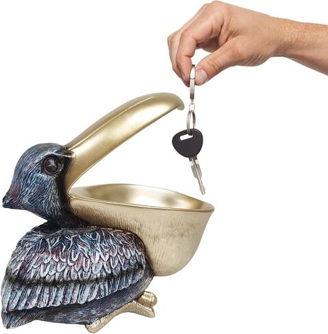 SanQing Creative Resin Statues Pelican Birds Statues Toucan Figurines Entrance Candy Keys Bowl Storage Basket Decor Ornament for Table Home Bar Office (Gold) in Saudi Arabia