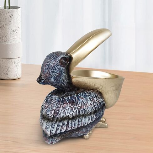 SanQing Creative Resin Statues Pelican Birds Statues Toucan Figurines Entrance Candy Keys Bowl Storage Basket Decor Ornament for Table Home Bar Office (Gold) in Saudi Arabia