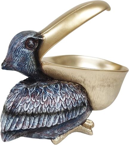 SanQing Creative Resin Statues Pelican Birds Statues Toucan Figurines Entrance Candy Keys Bowl Storage Basket Decor Ornament for Table Home Bar Office (Gold) in Saudi Arabia