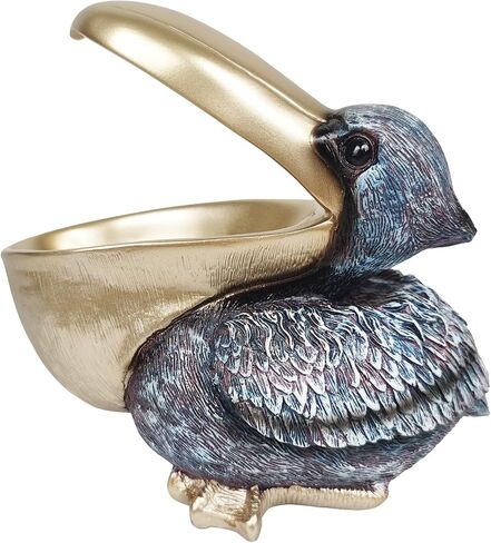 SanQing Creative Resin Statues Pelican Birds Statues Toucan Figurines Entrance Candy Keys Bowl Storage Basket Decor Ornament for Table Home Bar Office (Gold) in Saudi Arabia