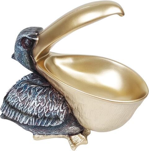 SanQing Creative Resin Statues Pelican Birds Statues Toucan Figurines Entrance Candy Keys Bowl Storage Basket Decor Ornament for Table Home Bar Office (Gold) in Saudi Arabia