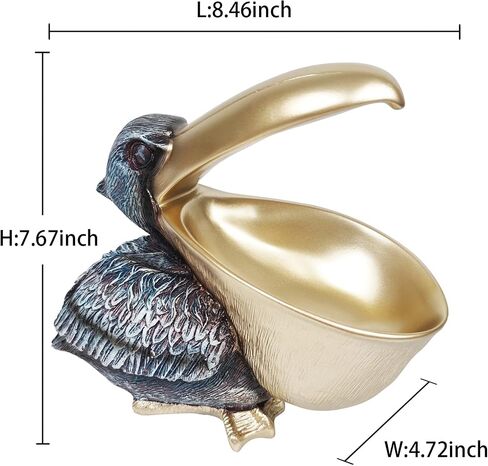 SanQing Creative Resin Statues Pelican Birds Statues Toucan Figurines Entrance Candy Keys Bowl Storage Basket Decor Ornament for Table Home Bar Office (Gold) in Saudi Arabia