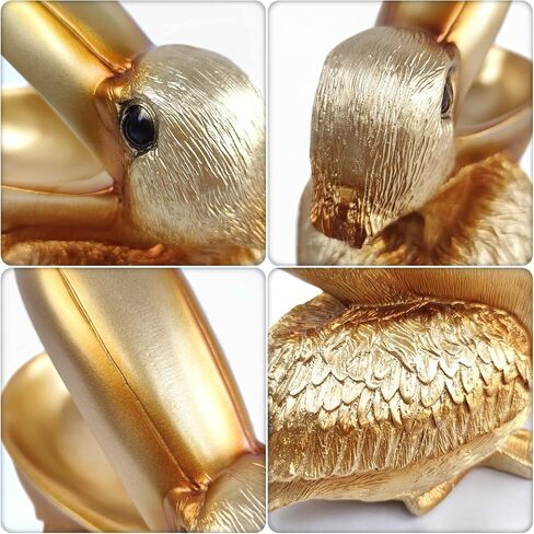 SanQing Creative Resin Statues Pelican Birds Statues Toucan Figurines Entrance Candy Keys Bowl Storage Basket Decor Ornament for Table Home Bar Office (Gold) in Saudi Arabia
