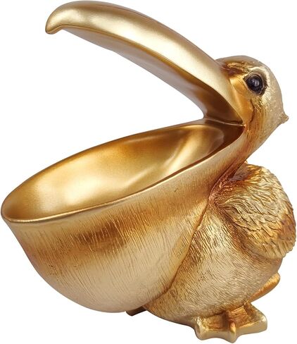 SanQing Creative Resin Statues Pelican Birds Statues Toucan Figurines Entrance Candy Keys Bowl Storage Basket Decor Ornament for Table Home Bar Office (Gold) in Saudi Arabia