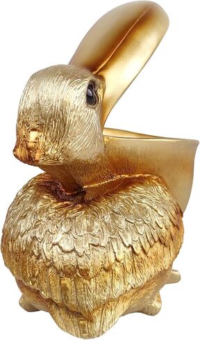 SanQing Creative Resin Statues Pelican Birds Statues Toucan Figurines Entrance Candy Keys Bowl Storage Basket Decor Ornament for Table Home Bar Office (Gold) in Saudi Arabia