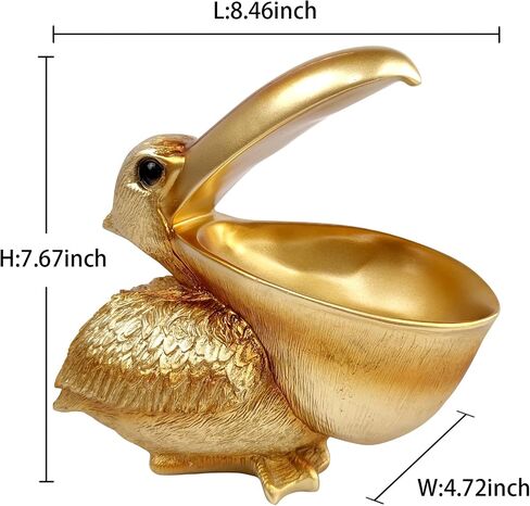 SanQing Creative Resin Statues Pelican Birds Statues Toucan Figurines Entrance Candy Keys Bowl Storage Basket Decor Ornament for Table Home Bar Office (Gold) in Saudi Arabia