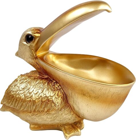 SanQing Creative Resin Statues Pelican Birds Statues Toucan Figurines Entrance Candy Keys Bowl Storage Basket Decor Ornament for Table Home Bar Office (Gold) in Saudi Arabia