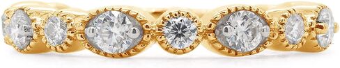 خاتم SAVEARTH DIAMONDS 1/2 قيراط مقطوع بشكل دائري مصنوع من ألماس مويسانيتي ميلغرين نصف الخلود قابل للتكديس للنساء من الذهب عيار 14 قيراط فوق الفضة الإسترليني (وضوح VVS1، 0.50 قيراط) in Kuwait
