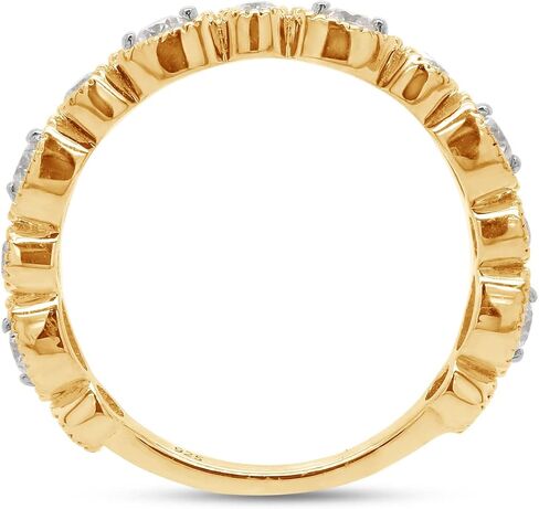 خاتم SAVEARTH DIAMONDS 1/2 قيراط مقطوع بشكل دائري مصنوع من ألماس مويسانيتي ميلغرين نصف الخلود قابل للتكديس للنساء من الذهب عيار 14 قيراط فوق الفضة الإسترليني (وضوح VVS1، 0.50 قيراط) in Kuwait