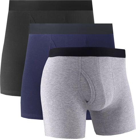 Men's Boxer Briefs Soft Breathable Moisture Wicking Cotton Underwear With Elastic Waistband 3/4 Pack in Saudi Arabia