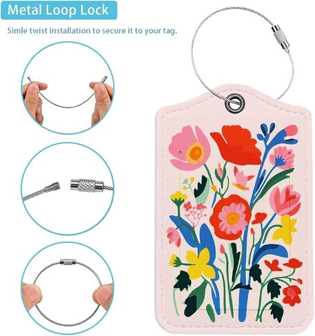 Pink Flowers Luggage Tags for Suitcases, Preppy Luggage Tag, Back to School for Students, Trendy 2 Pack Luggage Tags for Travel, Teen Girls Gifts Suitcase Tags in Saudi Arabia