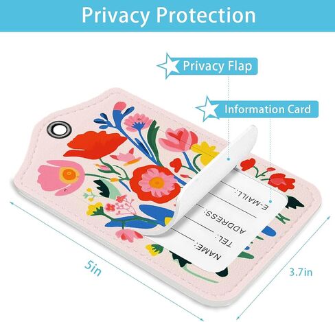 Pink Flowers Luggage Tags for Suitcases, Preppy Luggage Tag, Back to School for Students, Trendy 2 Pack Luggage Tags for Travel, Teen Girls Gifts Suitcase Tags in Saudi Arabia