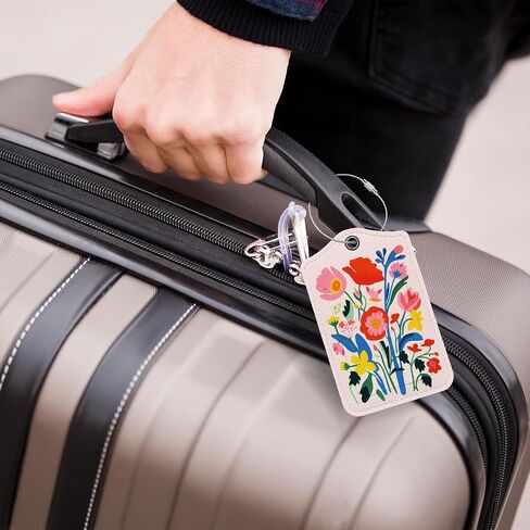 Pink Flowers Luggage Tags for Suitcases, Preppy Luggage Tag, Back to School for Students, Trendy 2 Pack Luggage Tags for Travel, Teen Girls Gifts Suitcase Tags in Saudi Arabia