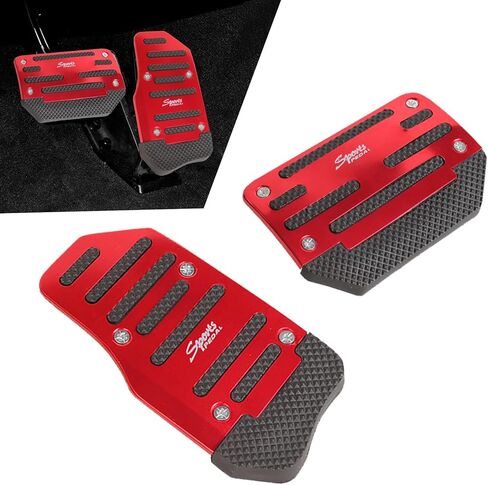 2 PCS Car Aluminum Pedal Covers, Car Stripe Automatic Gear Foot Pedal, Car Accelerator Brake Anti-slip Decoration, Suitable for Most Cars (Blue) in Kuwait