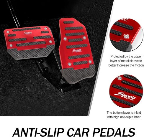 2 PCS Car Aluminum Pedal Covers, Car Stripe Automatic Gear Foot Pedal, Car Accelerator Brake Anti-slip Decoration, Suitable for Most Cars (Blue) in Kuwait