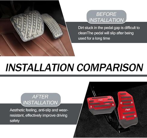 2 PCS Car Aluminum Pedal Covers, Car Stripe Automatic Gear Foot Pedal, Car Accelerator Brake Anti-slip Decoration, Suitable for Most Cars (Blue) in Kuwait