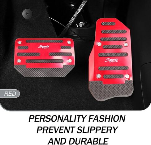 2 PCS Car Aluminum Pedal Covers, Car Stripe Automatic Gear Foot Pedal, Car Accelerator Brake Anti-slip Decoration, Suitable for Most Cars (Blue) in Kuwait