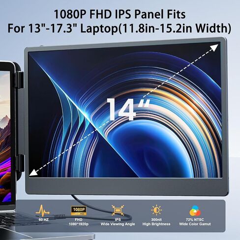 S6 Laptop Screen Extender Monitor Portable, 15.6'' Dual Screen Monitor for Laptop Plug and Play, FHD 1080P IPS Multi Triple Monitor for 13''-17'' Laptops Compatible with Mac/Wins/Android/Dex in Saudi Arabia