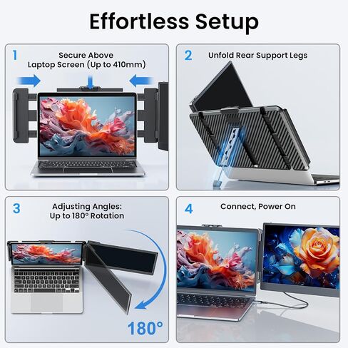 S6 Laptop Screen Extender Monitor Portable, 15.6'' Dual Screen Monitor for Laptop Plug and Play, FHD 1080P IPS Multi Triple Monitor for 13''-17'' Laptops Compatible with Mac/Wins/Android/Dex in Saudi Arabia