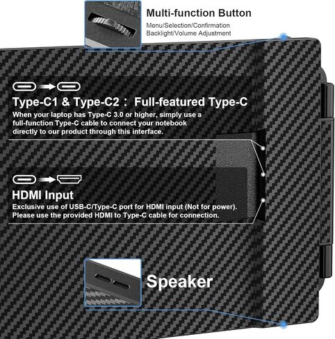 S6 Laptop Screen Extender Monitor Portable, 15.6'' Dual Screen Monitor for Laptop Plug and Play, FHD 1080P IPS Multi Triple Monitor for 13''-17'' Laptops Compatible with Mac/Wins/Android/Dex in Saudi Arabia