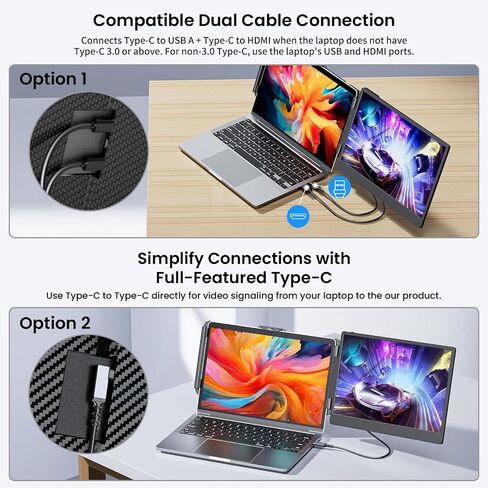 S6 Laptop Screen Extender Monitor Portable, 15.6'' Dual Screen Monitor for Laptop Plug and Play, FHD 1080P IPS Multi Triple Monitor for 13''-17'' Laptops Compatible with Mac/Wins/Android/Dex in Saudi Arabia