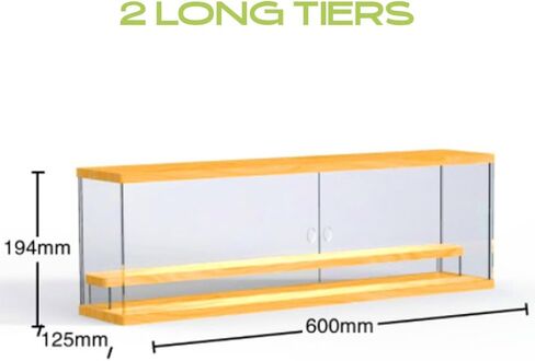 Clear Acrylic Display case with LED Light, 2-5 Tier dustproof Stand for Collectibles, Action Figures, Funko pop Protector, Perfect Showcase Protection, vitrinas para colecciones (2 Tier Extended) in Kuwait